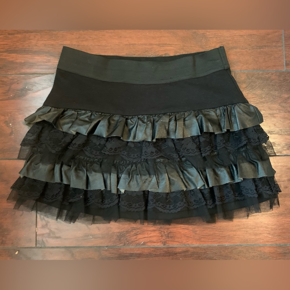 JUSTICE girls size 10 black layered skirt